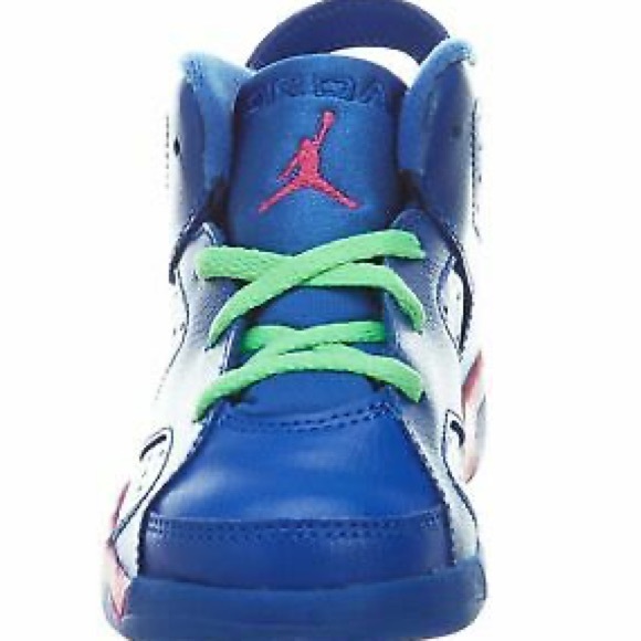 Jordan 6 Retro BT Game Royal White Vivid Pink Green Toddler Shoes 384667 439 - Picture 10 of 16